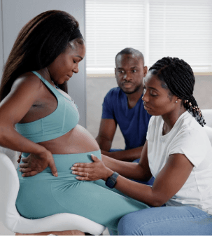 Intended parents with gestational surrogate during pregnancy